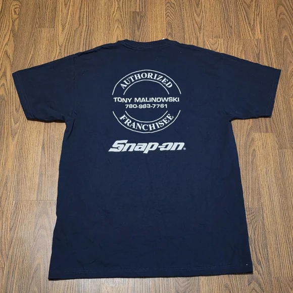 Vintage 90s Snap-On Tools T-Shirt Navy Blue Men’s Large Fruit of the Loom D67 - Picture 5 of 6